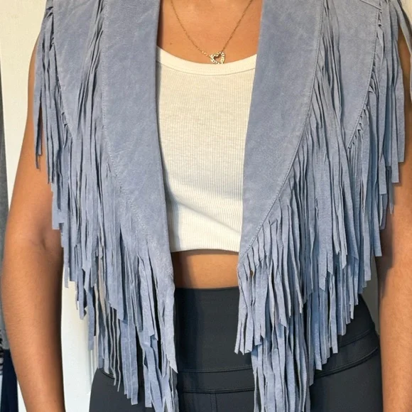 🔥ASOS Light Blue Suede collar with Fringe - Picture 8 of 11